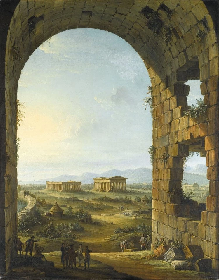Veduta di Paestum nella luce della sera